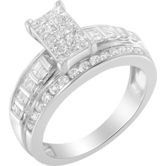 House of Brilliance 10KT White Gold 1.0 Cttw Diamond Composite Ring at Nordstrom, Size 7