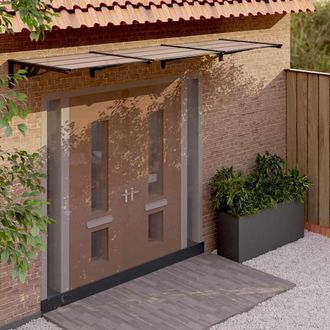 vidaXL Tettoia Per Porta Nera 358,5x90 Cm In Policarbonato - Vidaxl