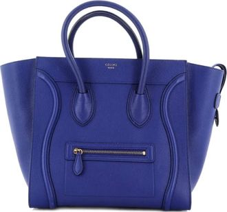 Celine Borsa tote Luggage mini in pelle martellata - Blu