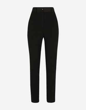 Dolce & Gabbana Woolen Tuxedo Pants - Woman Pants And Shorts Black 46
