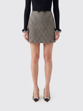 Valentino Checked Virgin Wool and Cashmere Skirt