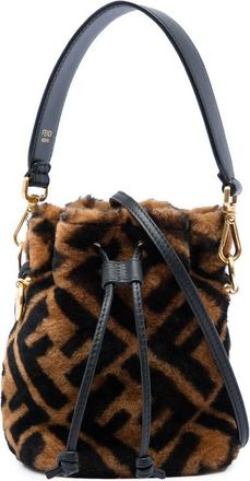 Fendi Pre-owned Fendi Mini Zucca Shearling Mon Tresor Bucket Bag Ladies 39XL1IXQS111W1UT