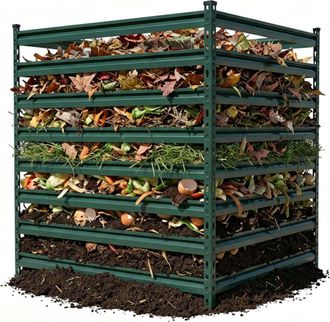 Relaxdays Compostador De Metal Relaxdays, (al X An X Fon): 90 X 90 X 90 Cm, 729 Litros, Para Hojas, Barras De Acero, Verde
