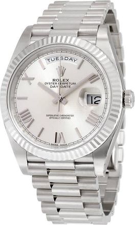 Rolex Day-Date 40 Silver Quadrant Motif Dial 18K White Gold President Automatic Mens Watch 228239SQRSP