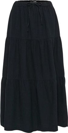 Part Two Donkerblauwe Rok met Ruchedetails - Dames - Maxi Rokken - Blauw - L - Katoen - Rokken