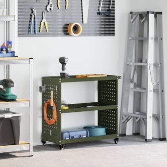 vidaXL Carro De Herramientas Con Estante Verde Oliva 75 X 35 X 73 Cm Vidaxl