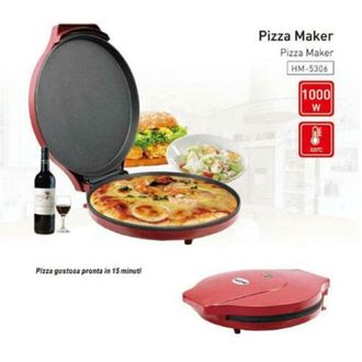 Trade Shop Trade Shop Traesio - Piastra Elettrica Cuoci Pizza 850/1000watt Doppio Riscaldamento Cuoce In 15 Min