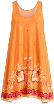 Twinset Foulard Print Mini Dress - Dames - Zomerkleedjes - Oranje - XS - Polyester - Kleedjes