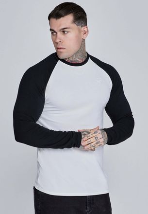 Siksilk Langarmshirt SIKSILK Siksilk Langarmshirt Muscle Fit T-Shirt, Herren, Gr. XXL, weiss (wei&szlig;), Obermaterial: 95% Baumwolle CO. 5% Elasthan EL., Shirts L