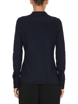 Jil Sander Wool Blend with Pocket Detail Shirt - Blue