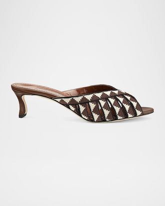 Manolo Blahnik 50mm Trofesamu Peep-Toe Mules