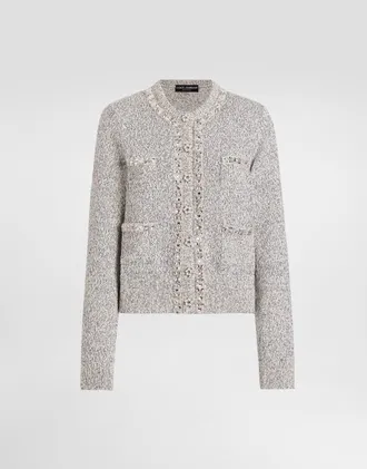 Dolce & Gabbana Cotton And Silk Cardigan - Woman Sweaters And Cardigans Grey 40
