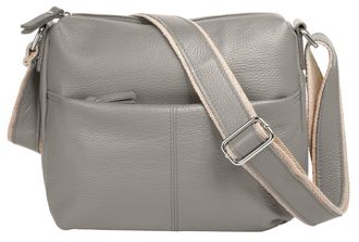 Samantha Look Umh&auml;ngetasche SAMANTHA LOOK, Damen, Gr. B/H/T: 26cm x 24cm x 5cm onesize, grau, Leder, unifarben, Taschen Umh&auml;ngetasche, echt Leder, Made in Italy