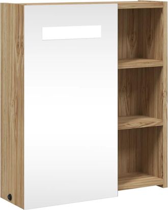 vidaXL Mueble De Ba&ntilde;o Con Espejo Y Luz Led Roble 45x13x52 Cm Vidaxl