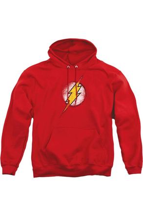 Gildan Justice League of America Destroyed Flash Logo Adult Pull Over Hoodie / Hooded Sweatshirt