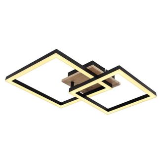 Netlighting Bossy Twin Square Semi Flush Ceiling Light Matt Black 2x LED 3000K