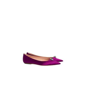 Alberta Ferretti Alberta Ferretti, Ballerinas, female, Purple, Size: 11 US Pointed Ballet Shoes with Emerald Brooch