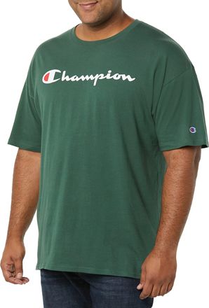 Champion Mens Classic Jersey Script T-shirt, Dark Green, XXL
