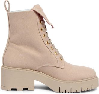 Chiara Ferragni Denim Enkellaarsjes Taupe Beige Eye - Dames - Veterlaarzen - Beige - 39 EU - Denim - Schoenen