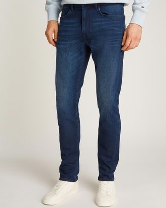 Tommy Hilfiger Mens Slim Fit Core Bleecker Logo Detail Jeans in Dark_Blue - Dark Blue Cotton - Size 30W/32L