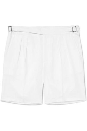 Mr P. Straight-Leg Pleated Linen Bermuda Shorts