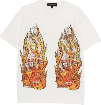 Who Decides War by Ev Bravado Rhinestone Flame Glass T-shirt