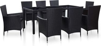 vidaXL Juego De Comedor De Jard&iacute;n 9 Piezas Rat&aacute;n Sint&eacute;tico Negro Vidaxl
