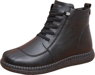 Generic Short Boots for Women Uk Warm Boots Soft and Comfortable Can Adapt To The Cold and Harsh Environment Mid Calf Boots Women Size 6 (Black, 4.5)