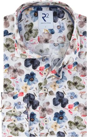 R2 Amsterdam Long Sleeve Shirt 132.Wsp. 019 - Heren - Casual Overhemden - Veelkleurig - M - Denim - Overhemden