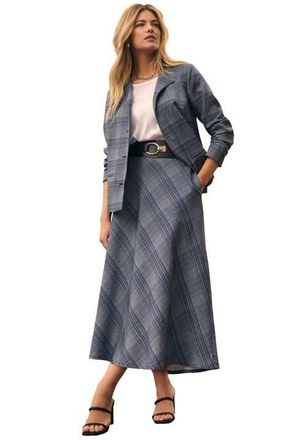 Jessica London Bi-Stretch Swing Skirt in Navy Refined Plaid at Nordstrom, Size 26