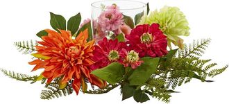 Nearly Natural Mixed Floral & Dahlia Candelabrum