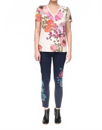 Johnny Was The Janie Favorite Henley Tee In White Multi