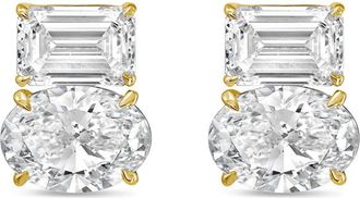 Diana M. Jewels 14kt yellow gold 8.00 cts emerald and oval diamond earrings