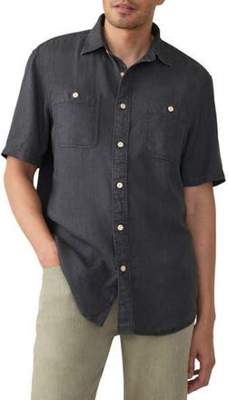 Faherty The Tried & True Chambray Short Sleeve Button-Up Shirt in Durango Black at Nordstrom Rack, Size Xx-Large