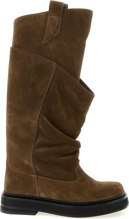 The Attico Brown Calfskin Over The Womens Knee