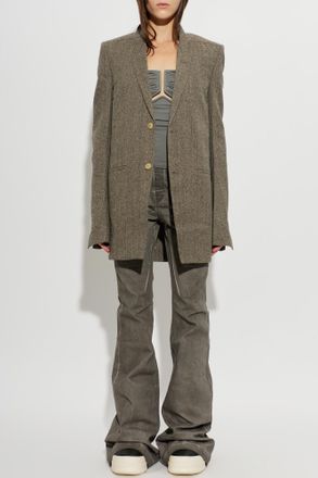 Rick Owens Wool Blazer With Single Vent, Womens, Grey