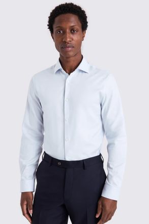 Moss Slim Fit Light Blue Twill Stretch Shirt