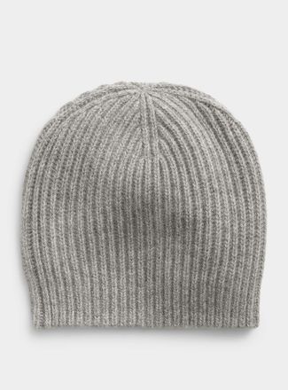 Simons Womens Pure cashmere ribbed Tuque Hat
