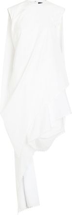 Jacquemus La Robe Traversin Courte Asymmetric Cotton-poplin Midi Dress - White - 40 (UK12 / M)