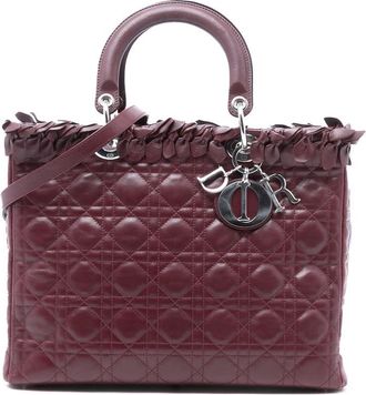 Dior Pre-owned Dior Large Lambskin Cannage Bow Lady Dior 08-MA-0171