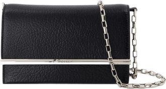 Alexander McQueen Womens Mini Cross Bar Clutch Black Lambskin