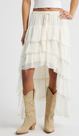 BP. Tiered High-Low Maxi Skirt in Ivory at Nordstrom, Size Xx-Small