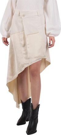 J.W.Anderson Asymmetrische Rok met Paneldesign - Dames - Midirokken - Wit - 2XS - Katoen - Rokken