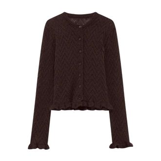 Msgm C&aacute;rdigan con volantes - Knitwear - Mujer - Marr&oacute;n - XS
