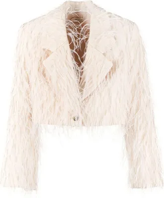 The Mannei Monica cropped blazer - women - Viscose/Cotton/Ostrich Feather/Linen/Flax/Viscose/Polyamide/Silk - 38 - Neutrals