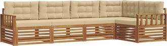 vidaXL Conjunto De Sof&aacute;s De Exterior 5 Uds. Natural Y Beige Vidaxl