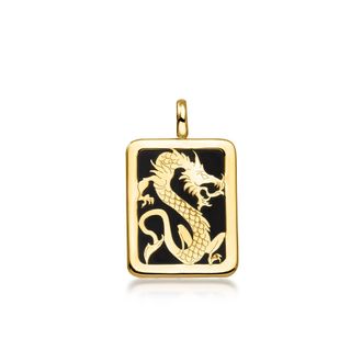 Ross-Simons Onyx Dragon Charm in 10kt Yellow Gold