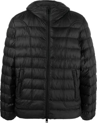 Diesel effen zwart gewatteerd jack met capuchon