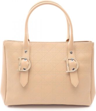 Dior Beige Leather Handbag Tote Bag (Pre-Owned)