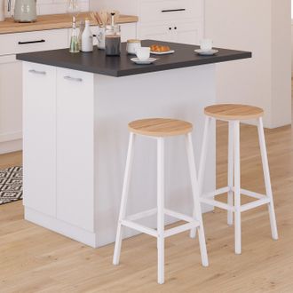 IDMarket Ivo 120 Cm Isla Blanca Con Encimera Gris Antracita